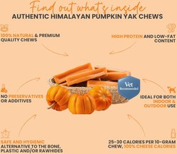 Safe Dog Chew Pumpkin Flavored Yak Dog Himalayan Chew Treats, Large: 6-in slide 2 of 8