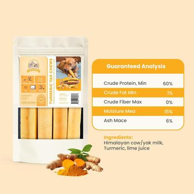Show full view: Kathmandus Turmeric Flavored Yak Dog Chew Treats, Large: 6-in, 4 count slide 3 of 12