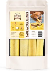 Kathmandus Banana Flavored Yak Dog Chew Treats, Large: 6-in, 4 count
