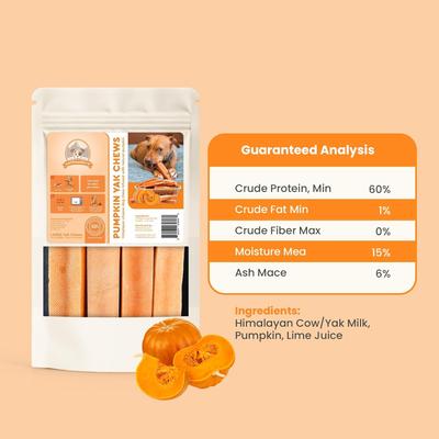 Show full view: Kathmandus Pumpkin Flavored Yak Dog Chew Treats, Large: 6-in, 4 count slide 3 of 12