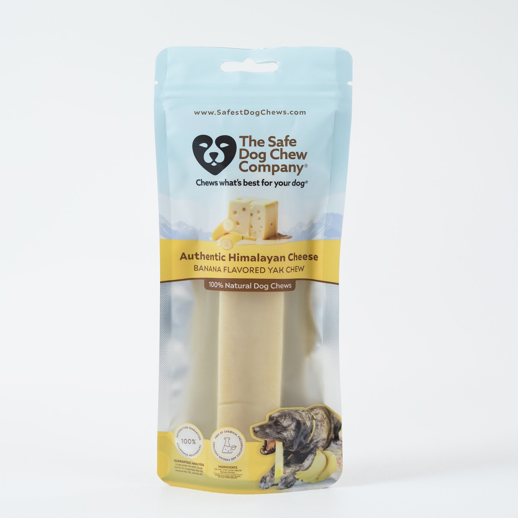 Safe Dog Chew Banana Flavored Yak Dog Himalayan Chew Treats, Large: 6-in