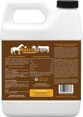 Show full view: The Nature Company NutriZyme Vitamin & Mineral Liquid Livestock Supplement, 32-fl oz bottle slide 2 of 2