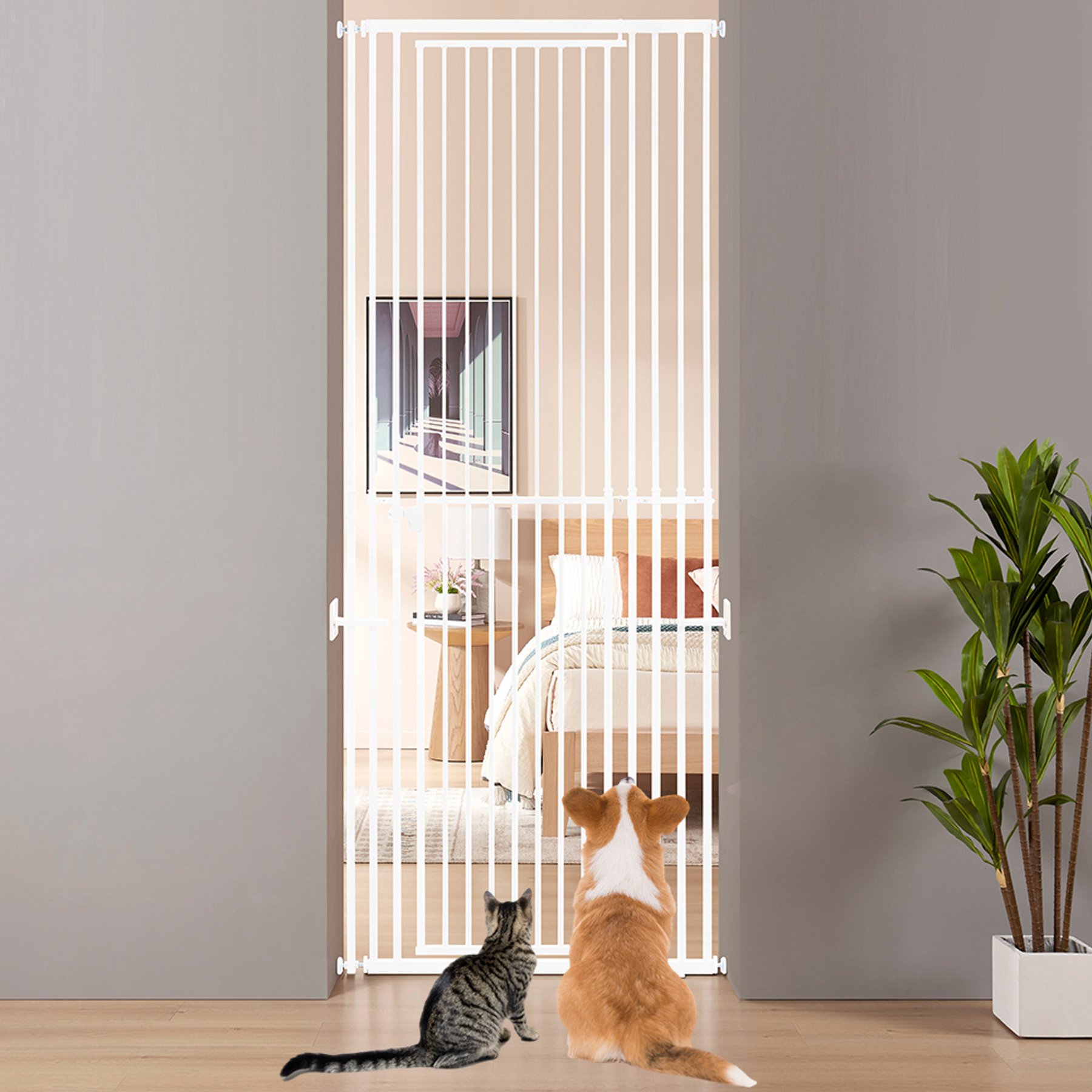 Unipaws Height Adjustable Cat Gate, White