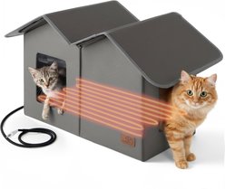 Bedsure Heated Extra-Wide Waterproof Outdoor Cat House, Grey, 22.5 x 12.5 x 13.25-in