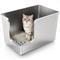 Show in main carousel: Ptlom Stainless Steel High Sided Low Entry Corner Cat Litter Box, 22.8 x 14.8 x 14.5-in slide 1 of 12