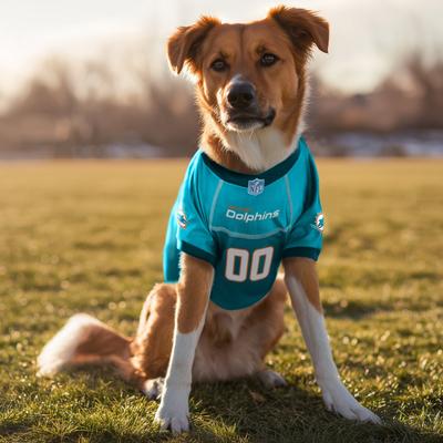 Show full view: Littlearth NFL Game Day Dog & Cat Jersey, Miami Dolphins, X-Large slide 2 of 8