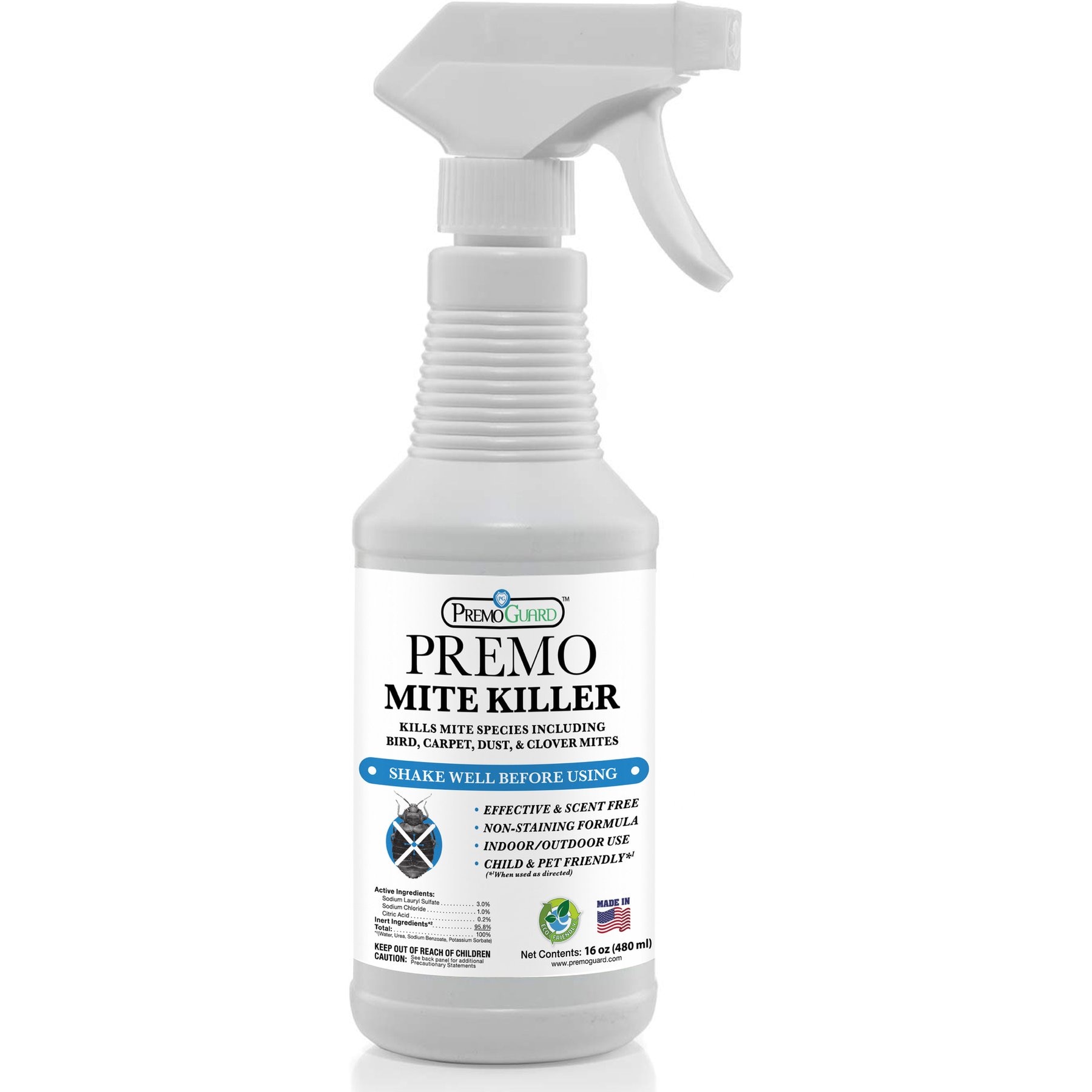 Premo Guard Natural Non-Toxic Mite Killer Home Spray, 16-fl oz bottle