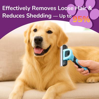 Show full view: Fido Fave Professional Deshedding Tool Dog & Cat Grooming Brush, Blue slide 3 of 6