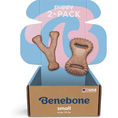Benebone Benebone Puppy Dental Chew & Wishbone Bacon Flavor Dog Toys, Small, 2 count