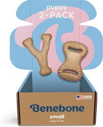 Benebone Puppy Dental Chew & Wishbone Chicken Flavor Dog Toys, Small, 2 count