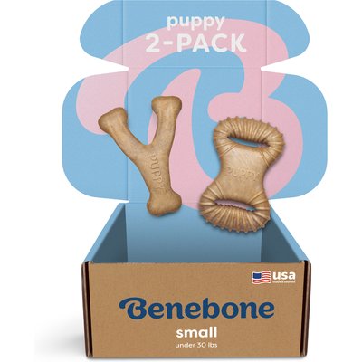 Benebone Benebone Puppy Dental Chew & Wishbone Chicken Flavor Dog Toys, Small, 2 count