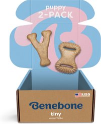 Benebone Puppy Dental Chew & Wishbone Chicken Flavor Dog Toys, Tiny, 2 count