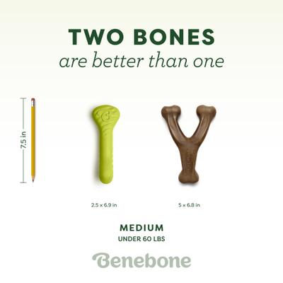 Show full view: Benebone Chew & Chase Duo Bacon Wishbone & Rubber Bone Dog Toys, Medium, 2 count slide 4 of 6