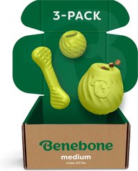 Benebone Chew Chase Challenge Trio Ball, Bone & Pawbler Dog Toys, Medium, 3 count