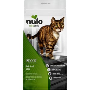 Nulo FreeStyle Indoor Duck & Cod Recipe with Omega Fatty Acids High Protein & Grain-Free Dry Cat Food, 2-lb bag