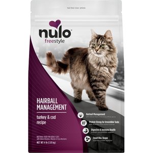 Nulo FreeStyle Hairball Management Turkey & Cod Recipe with Omega Fatty Acids High Protein & Grain-Free Dry Cat Food, 4-lb bag