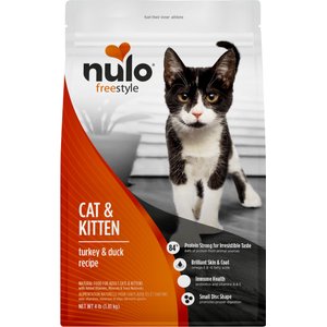 Nulo FreeStyle Turkey & Duck Recipe with Omega Fatty Acids High Protein & Grain-Free Dry Cat & Kitten Food, 4-lb bag