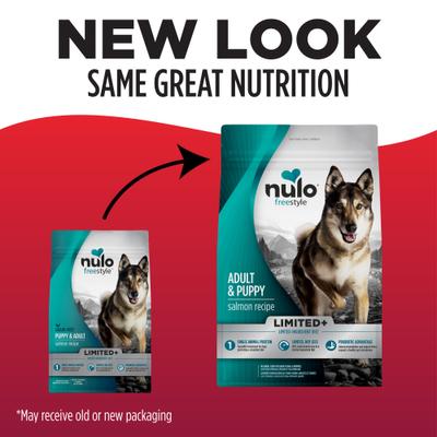 Show full view: Nulo FreeStyle Limited Ingredient Salmon Recipe High-Protein & Grain-Free Puppy & Adult Dry Dog Food, 24-lb bag slide 3 of 12