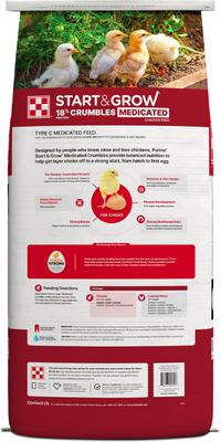 Show full view: Purina Start & Grow Medicated 18% Protein Crumbles Chick Food, 50-lb bag slide 2 of 10