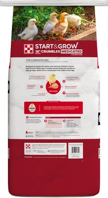 Show full view: Purina Start & Grow Medicated 18% Protein Crumbles Chick Food, 25-lb bag slide 2 of 10