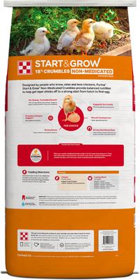 Show full view: Purina Start & Grow Non-Medicated 18% Protein Crumbles Chick Feed, 50-lb bag slide 2 of 10