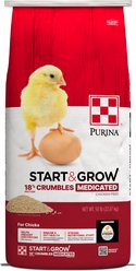 Purina Start & Grow Medicated 18% Protein Crumbles Chick Food, 50-lb bag