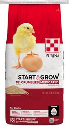 Purina Start & Grow Medicated 18% Protein Crumbles Chick Food, 25-lb bag