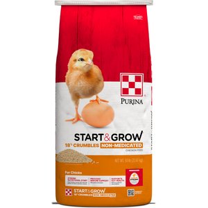 Purina Start & Grow Non-Medicated 18% Protein Crumbles Chick Feed, 50-lb bag