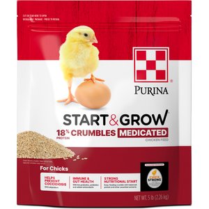 Purina Start & Grow Medicated 18% Protein Crumbles Chick Food, 5-lb bag