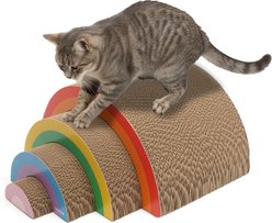 Kensie 4pc Durable Rainbow Cat Scratcher Toy Set with Natural Catnip, Large: 17 x 12 x 8.5-in