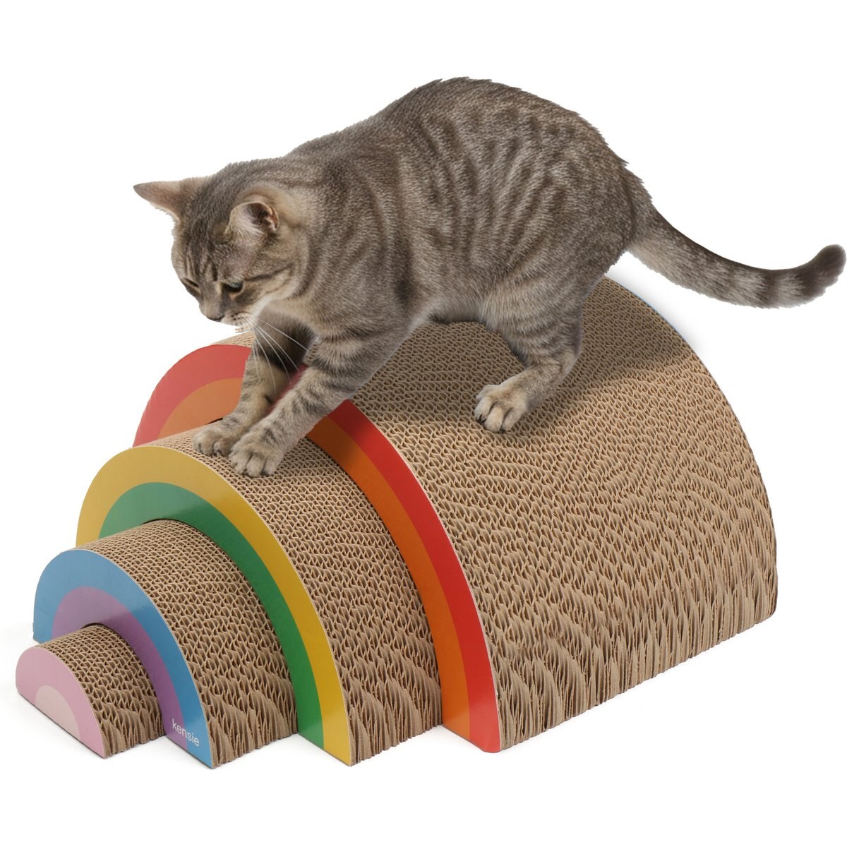 Kensie 4pc Durable Rainbow Cat Scratcher Toy Set with Natural Catnip, Large: 17 x 12 x 8.5-in