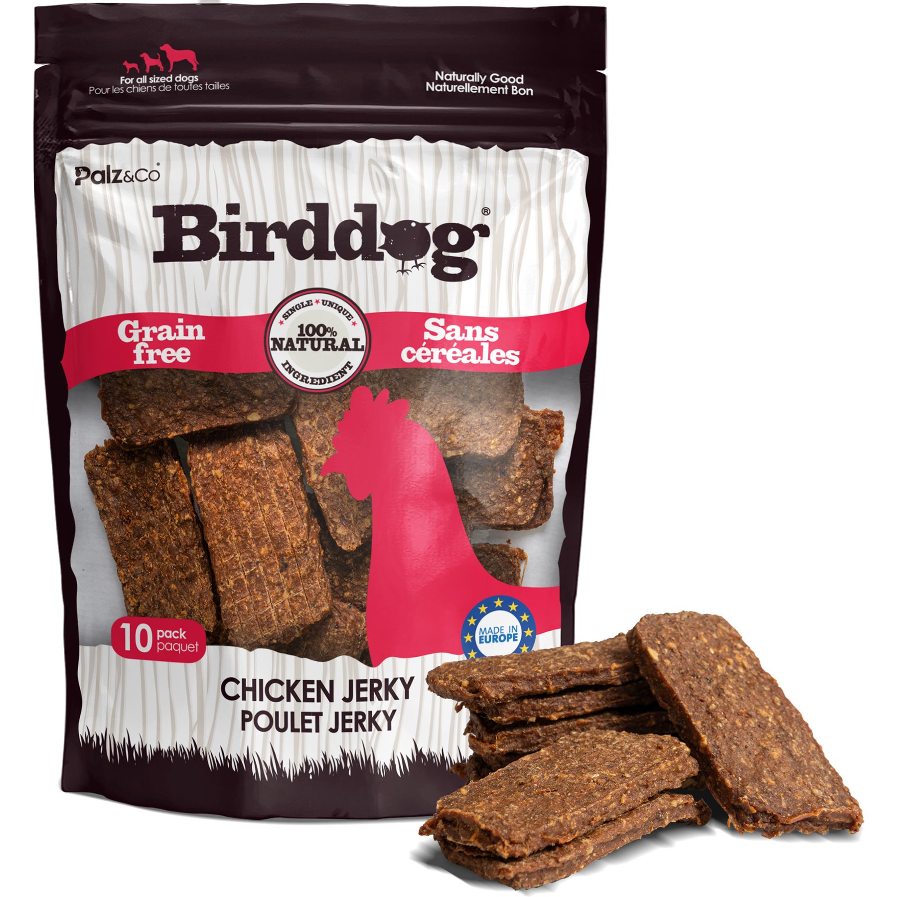 Palz&Co Birddog Chicken Grain-Free Jerky Dog Treats, 10 count