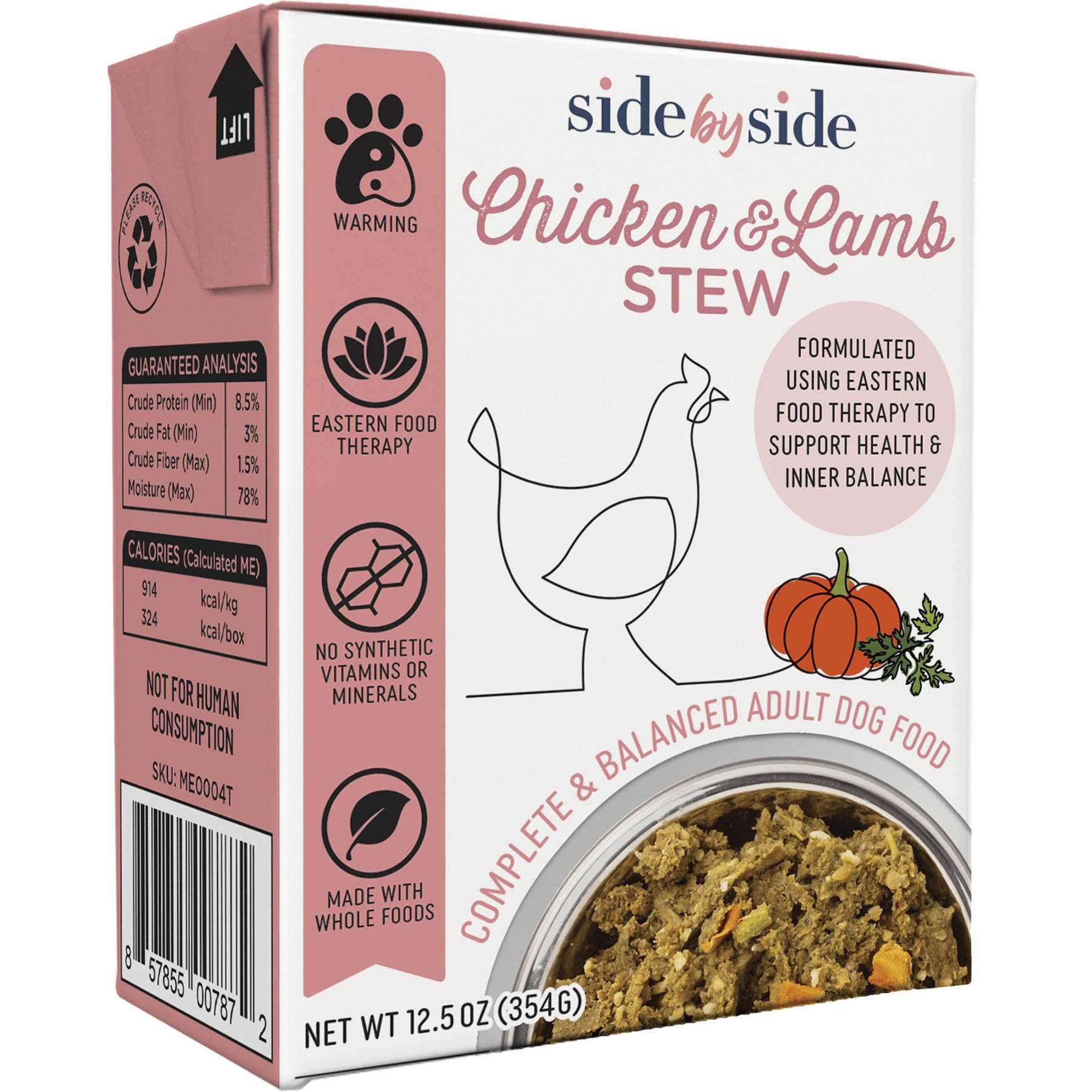 Side By Side Warming Complete & Balanced Chicken & Lamb Stew Wet Dog Food, 12.5-oz box, case of 12