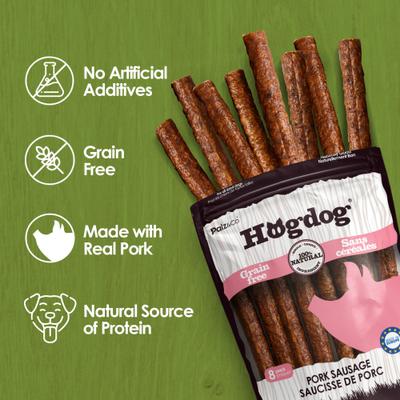 Show full view: Palz&Co Hogdog Pork Grain-Free Soft & Chewy Sausage Dog Treats, 12-oz bag, 8 count slide 6 of 10