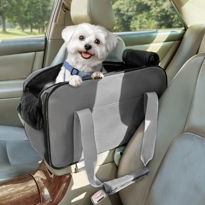 Petsfit Petsfit Airline Approved Center Console Small Dog Car Booster Seat Carrier, Dark Grey