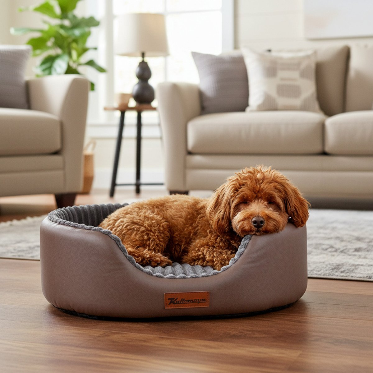 Kylinsure Waterproof Comfort Orthopedic Dog & Cat Sofa Bed with Removable Cover & Ice Pad, Coffee, Medium