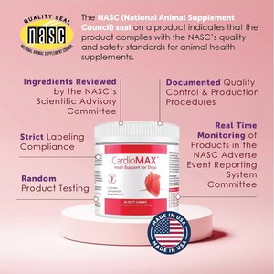 CardioMAX Heart Support Supplement Soft Chews for Dogs, 60 count