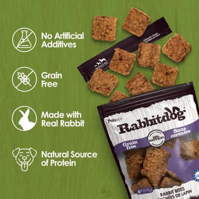 Show full view: Palz&Co Rabbitdog Rabbit Grain-Free Soft & Chewy Bites Dog Treats, 6-oz bag slide 6 of 10