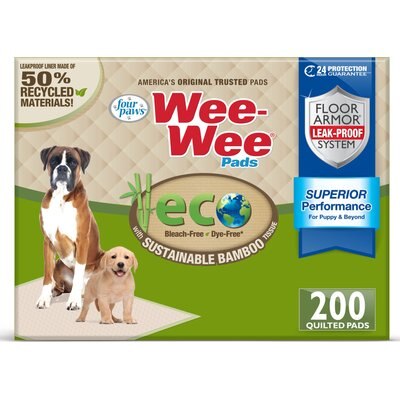 Four Paws Four Paws Eco Bamboo Dog Pee Pads, 22 x 23-in, 200 count
