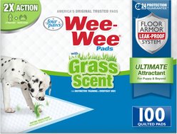 Four Paws Wee-Wee Ultimate Attractant Dog Pee Pads, 22 x 23-in, Grass Scent, 100 count