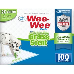 Four Paws Wee-Wee Ultimate Attractant Dog Pee Pads, 22 x 23-in, Grass Scent, 100 count