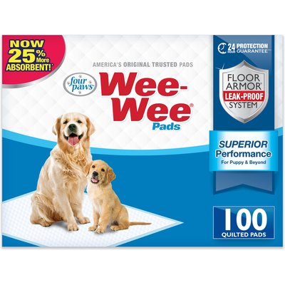 Wee-Wee Four Paws Wee-Wee Superior Performance Dog Pee Pads, 22 x 23-in, 100 count