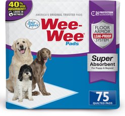 Four Paws Wee-Wee Super Absorbent Dog Pee Pads, 24 x 24-in, 75 count