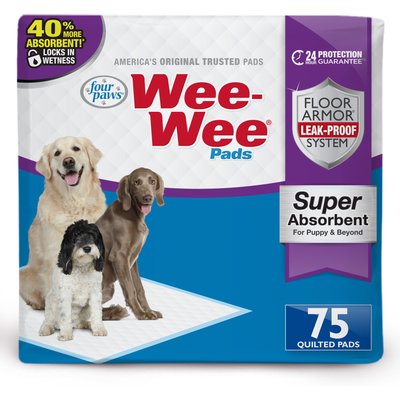 Wee-Wee Four Paws Wee-Wee Super Absorbent Dog Pee Pads, 24 x 24-in, 75 count