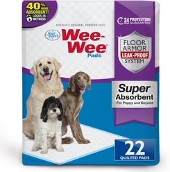 Four Paws Wee-Wee Super Absorbent Dog Pee Pads, 24 x 24-in, 22 count