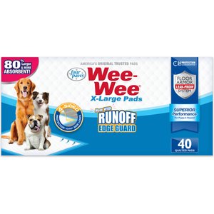 Wee-Wee Pads Superior Performance with Runoff Edge Guard Dog Pee Pads, X-Large, 28 x 34-in, 40 count