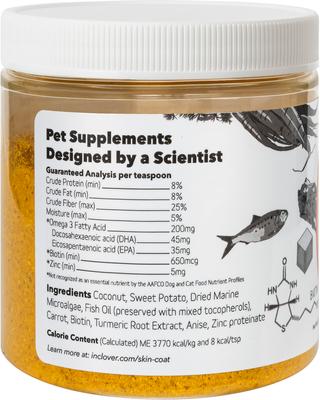 Show full view: InClover Skin + Coat Powder Supplement for Dogs & Cats, 100-gm jar slide 4 of 9