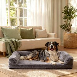 LFC PETS Waterproof Orthopedic Bolster Dog & Cat Bed with Removable Cover, Grey, Large