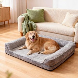 LFC PETS Waterproof Orthopedic Bolster Dog & Cat Bed with Removable Cover, Grey, X-Large