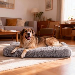LFC PETS Fluffy Orthopedic Dog & Cat Bed with Waterproof Removable Cover, Grey, X-Large